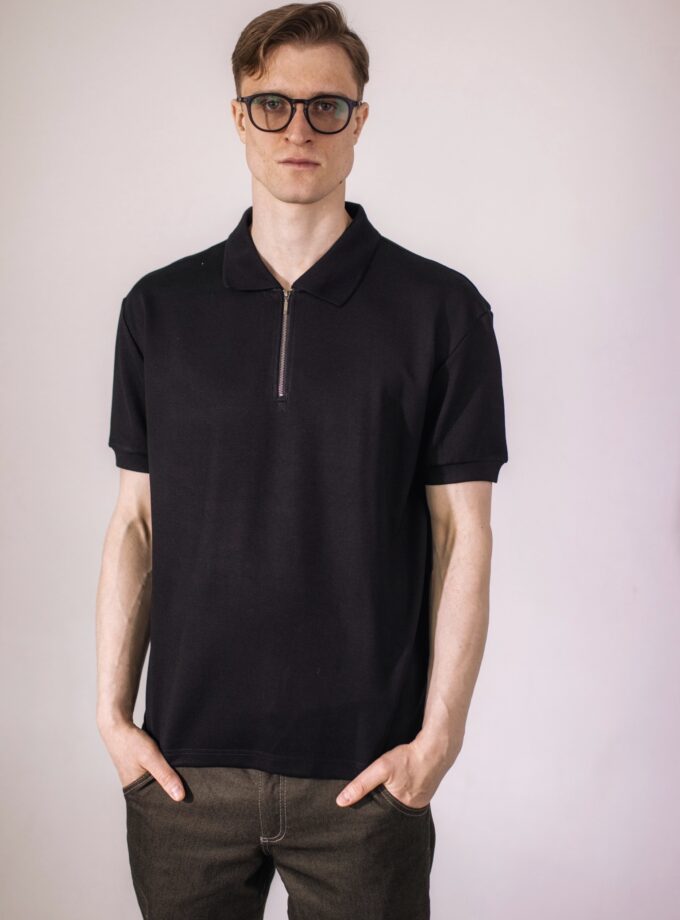 Поло на блискавці, джерсі [чорний]