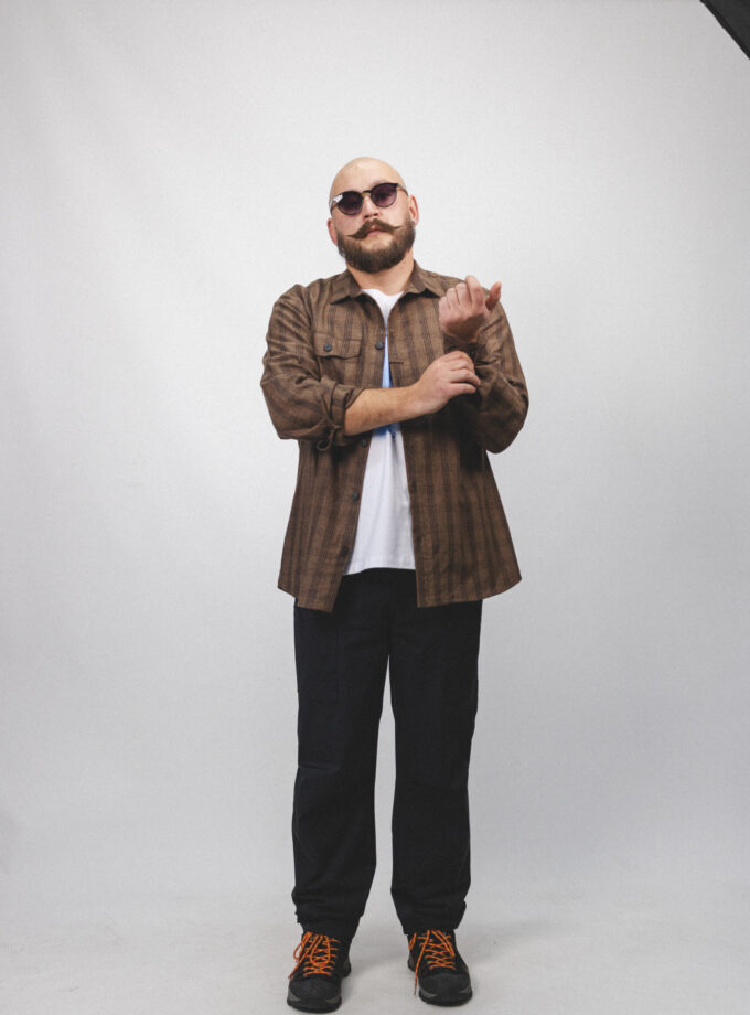 Сорочка з вовни в клітинку [коричневий]